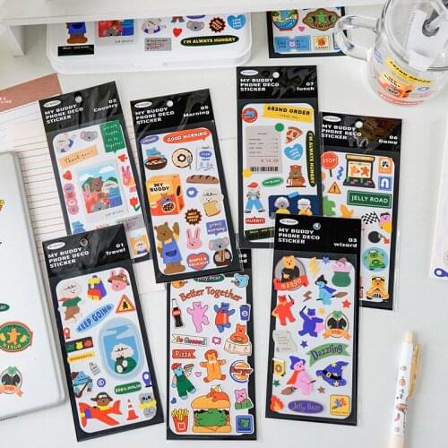 INS Bear Waterproof Stickers DIY scrapbooking journal base collage mobile computer diary happy plan decoration stickers