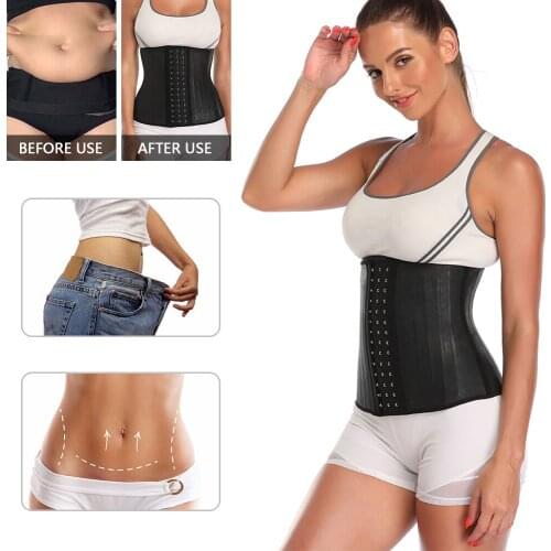 Women Latex Waist Trainer Body Shaper Waist Cincher Button Girdle Corset Tummy Slimming Belt Plus Size Waist Trainer Firm