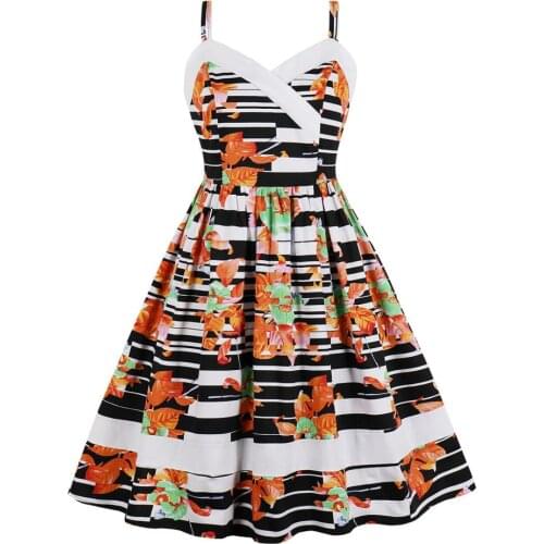 Women Christmas Dress Blue Flower print Cotton Dresses Spaghetti Strapless Patchwork Female 50 Retro Vintage Dress qz0134