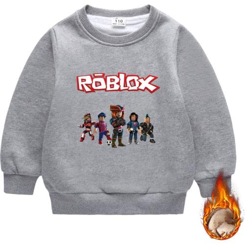 Roblox Winter Childrens Clothing Cold-proof Boys Plus Velvet Baby Sweatershirt Double-layer Thick Coat Sweatershirt for Boys