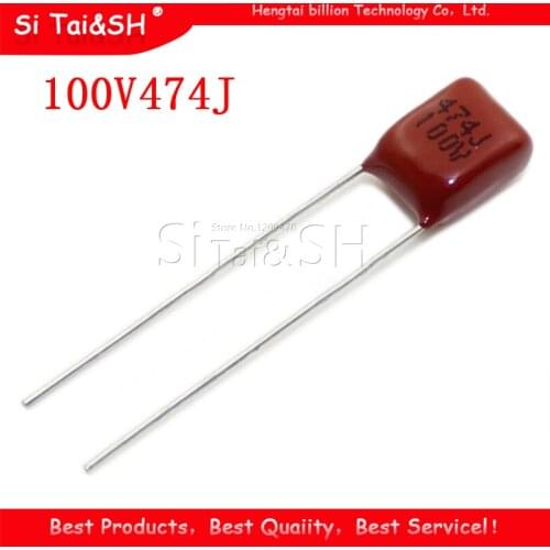 10PCS 100V474J 0.47UF 5% Pitch 5mm 470nf 474 100V CBB Polypropylene film capacitor