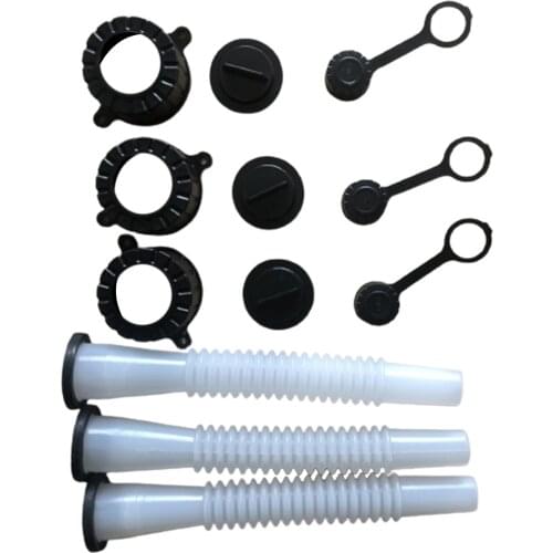 3 Sets Flexible Replacement Gas Can Spout Universal with Vent Plugs Spout Gasket Easy Pour Fuel Container