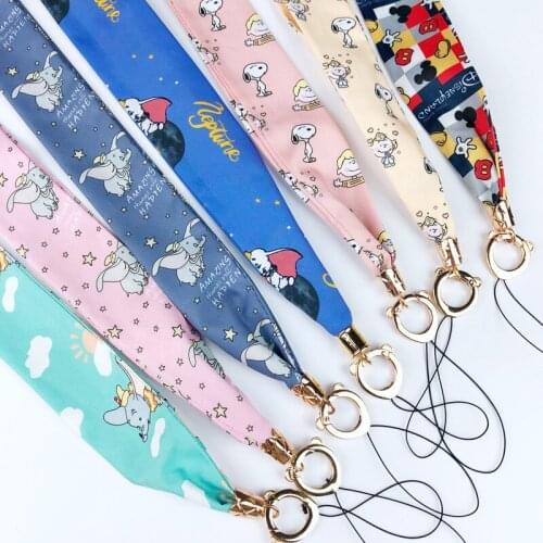 40pcs Cute Silk Neck Lanyard for Moble Phone Accessories Long Scarf Lanyard for ID Keychain Wide Cord Phone Straps Charm Pendant