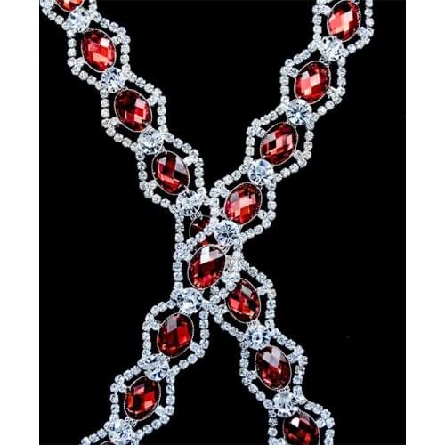 5/10Yards 22mm Acrylic Rhinestone Trim Brass Applique Crystals Stones Chain Trimming For Wedding Decor