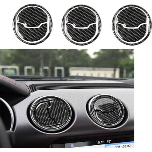 Fit For Ford Mustang 2015-2019 Real carbon fiber Carbon Fiber Air Condition Vent Outlet Cover Trim 9pcs