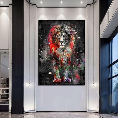Abstract Colorful Lion Canvas Painting Modern Animal Wall Art Pictures Artwork Posters And Prints Living Room Home Decoration