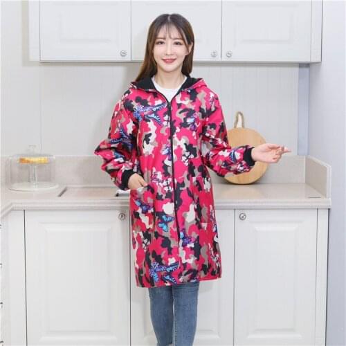 Plus velvet thick gown womens adult kitchen waterproof oil-resistant fashion long-sleeved jacket winter mens apron