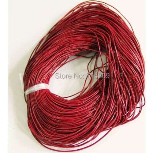 Free shipping 1mm 100 Meters Dark Red Round Real Leather Cord For DIY Bracelet and Necklace Rope