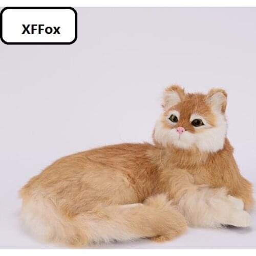Big simulation yellow cat model polyethylene&furs lying cat doll gift about 30x16x21cm xf1409