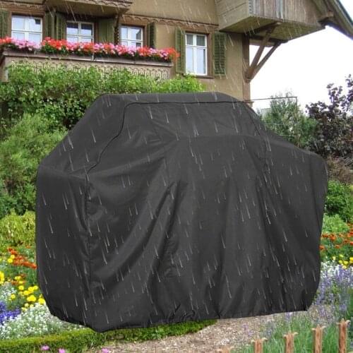 BBQ Cover Outdoor Dust Waterproof Heavy Duty Grill Cover Rain Outdoor Barbecue Round Grill Black BBQ Accessories