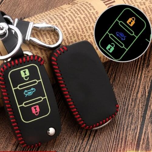 For Volkswagen VW Golf 7 MK7 GTI For Skoda Octavia A7 Seat Ibiza Leon FR 2 Luminous leather Car Key Case accessories decoration