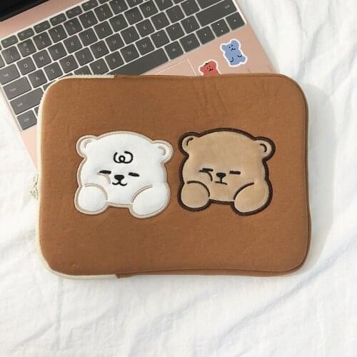 Tablet Case Pouch Two bears iPad flat liner bag storage bag 11 inch 13 inch Apple laptop bag