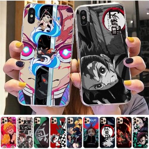 TOPLBPCS Japan Demon Slayer Phone Case for iPhone 8 7 6 6S Plus X 5S SE 2020 XR 11 12mini pro XS MAX