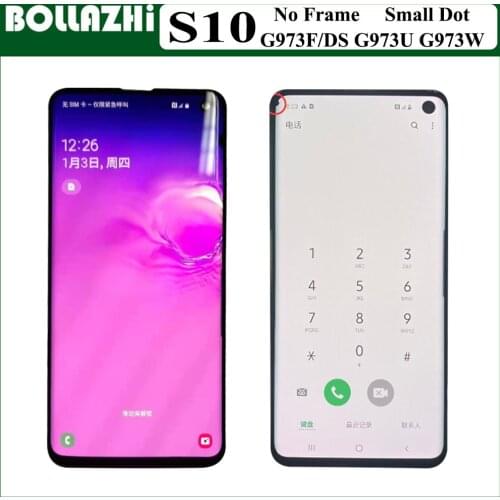 Display s10 Screen Samll Dot For Samsung Galaxy S10 G973F G973U LCD Display Touch Digitizer Assembly Replacement Part No Frame
