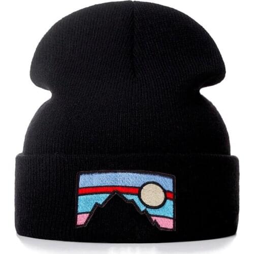Dusk Sunset Cotton Embroidery Casual Beanies for Men Women Knitted Winter Hat Solid Hip-hop Skullies Bonnet Unisex Cap