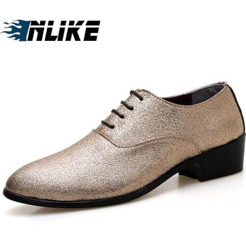 INLIKE Shinny Breathable Men Formal Shoes Pointed Toe Weddinge Oxford Shoes For Men Dress Shoes Business Increase