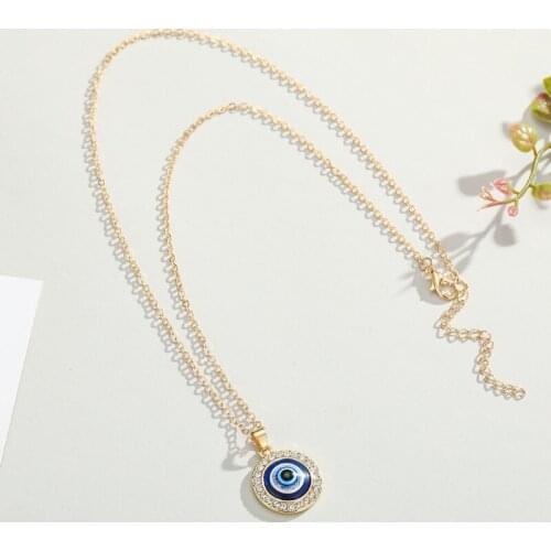 Round Drop Shape Evil Eye Pendant Necklace Golden/Silver Chain Turkish Protect Lucky Necklace for Women Men Gifts