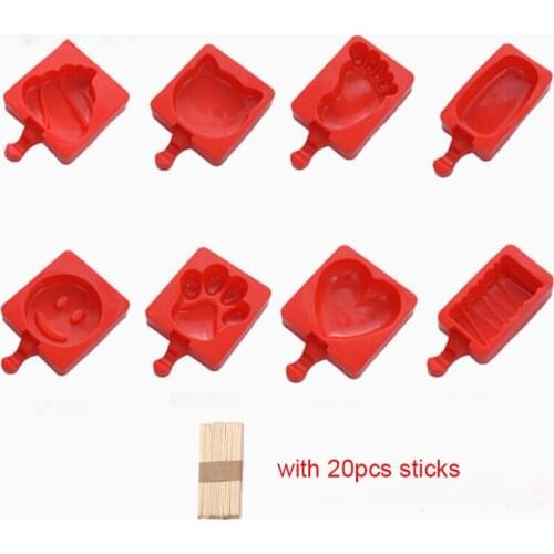 Cartoon DIY Silicone Ice Cream Mold Popsicle Molds Maker Holder Frozen Ice Mold with Sticks Kitchen Tools, Ice Cream Tools-017