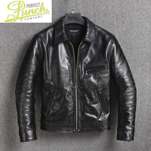 Men Genuine 2021 New 100% Horsehide Coat Biker Motorcycle Jacket Vintage Mens Leather Jackets KJ5109