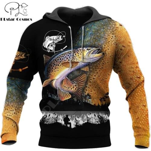 Trout Fishing 3D Printed Mens Hoodie Harajuku Streetwear autumn hoodies Sweatshirt Unisex Casual Jacket Tracksuits DW0133