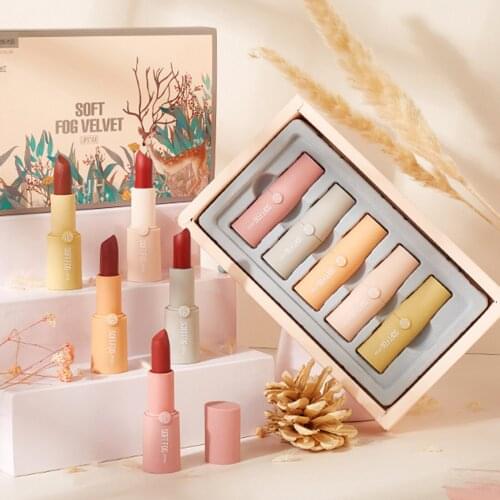 5pcs Lipstick Set Matte Velvet Lipstick With Gift Box Packaging In 5 Different Colors Lips Makeup Tool Set For Girls Gift