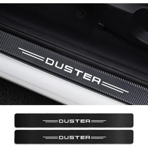 4PCS/Set Car Door Sill Cover Decorative Stickers For Renault Dacia Duster Carbon Fiber Auto Door Threshold Protector Accessories