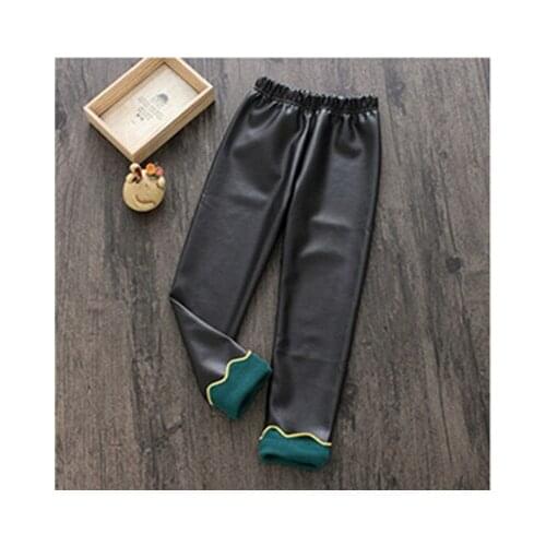 Spring New Kids Girls Pants Baby Girl Pu Leather Leggings Girls Autumn Warm Thin Slim Trousers Children Clothing 4 5 6 7 8 9 Yrs