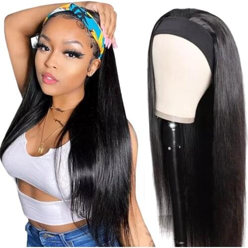 Sapphire Gluless Headband Wig Human Hair Half Wig Straight Natural Brazilian Remy Human Hair Wigs For Women With Free Shipping