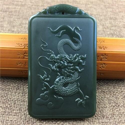Hetian jade old pit sapphire dragon line world hanging pendant fine material Zodiac dragon mens jade jewelry hp95