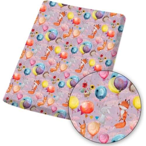 Polyester Cotton Fabric Balloon Fox Dog Bear Printed Cloth Sheet For DIY Mask Dress Handmade Materials Home Textile 145*45cm 1pc