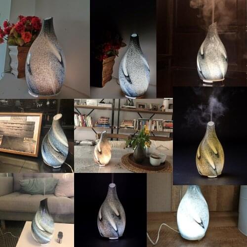 Europe Style Bedside Table Aroma Lamp 120ML Glass Round 12W Essential Oil Aroma Diffuser Mute Air Humidifier Bedroom Night Light