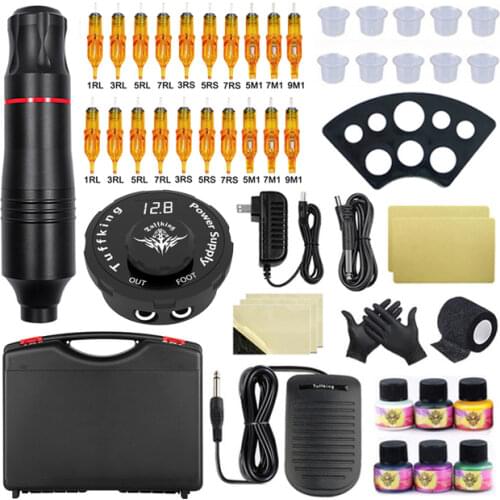 Professional Tattoo Machine Set Rotary Machine Pen Style Set With Cartridge Needles Permanent Makeup Machine For Tattoo Body Art