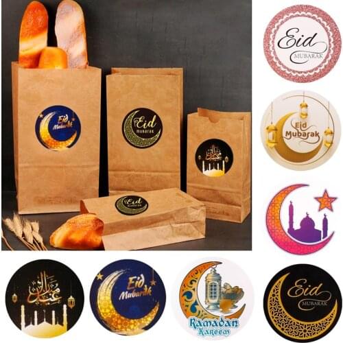 QIFU 60pcs Eid Seal sticker Happy Eid Mubarak Decor Islamic Muslim Party Kareem Ramadan Al-Fitr Decor for Home Gift Eid Al Adha
