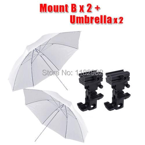 Flash Diffuser 4ni1 Photography 2pcs 33" Soft White Umbrellas + 2pcs Flash Mount Bracket Exempt postage + tracking number