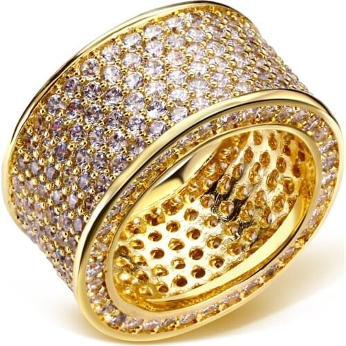 Luxurious Jewelry Paragraph 925 Silver Gemstone Rings Finger Shining 320pcs Full Simulated Diamond Gold Ring for Women Men