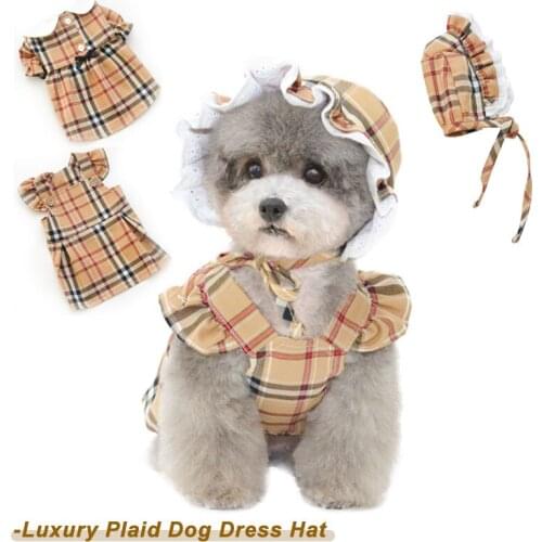 Plaid Luxury Puppy Dresses for Teedy Cloth Dog Costumes for Small Dogs Breathable Dog Outfit for Medium Dogs Party Pet Clothing