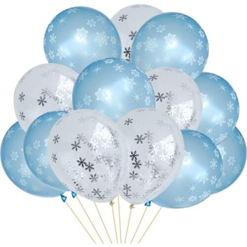 15pcs Christmas Snowflake Balloons The Snow Birthday Theme Confetti Balloon Kids Toys Xmas New Year Party Supplies