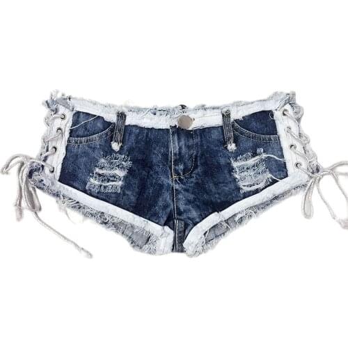 Sexy Bandage Women Denim Hot Shorts Mini Skinny Low Waist Jean Shorts