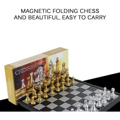 Folding Chessboard Chess Game Durable Medieval Chess Set Gold Silver Magnetic Chess Set Children Adult Party Christmas Gift