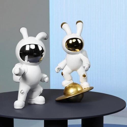 Modern Crafts Fashion Rabbit Statue Sculpture Home Decor Rabbit Figurine Storage Tray Home Room Decoration Accessories