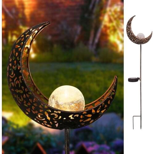 2pcs led Garden Solar Lights Pathway Outdoor Moon Crackle Glass Globe Stake Metal Lights for Lawn/Christmas/holiday lighting