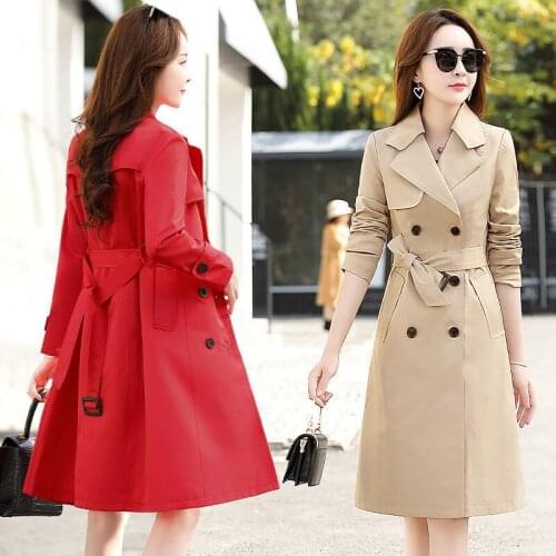 2021 New Spring Autumn Woman Trench Coat Long Fashion Windproof Hood Large Size 3XL Outwear Female Windbreaker Clothings Q38
