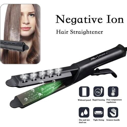 Hair Straightener Four-gear temperature adjustment Ceramic Tourmaline Ionic Hair Straightening Flat Iron Widen Panel Straightene