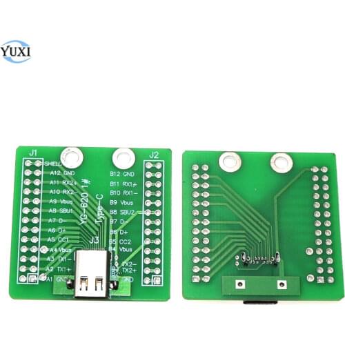 YuXi 2pcs USB 3.1 Type-C Connector 24Pin Female Socket PCB Adapter 12P+12P Double Row Experimental Electronic Circuirt Board