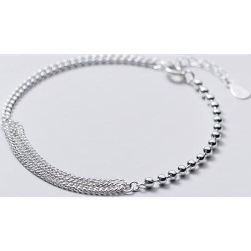 MIQIAO 925 Silver Womens Bracelet On Hand Sterling Female Fashion Multi-layer Chain Simple Light Beads Charm Jewelry Ornament