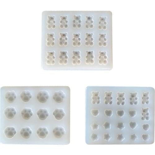 066C Love/Five-pointed Star Shape Keychain Silicone Mold Little Bear Love Hairpin Handmade Mold Valentines Day Gift Jewelry