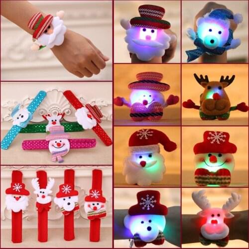 1PC Chrismas Patted Circle Christmas Bracelet Gifts New Year Party Childrens Toys Santa Wrist Clap Circle Snowman Elk Snap Ring