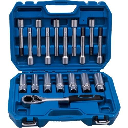 18pcs Shock Absorber Universal Tools Kit Repairing Suspension Strut Sockets Tool Kit Case Suspension Nut Removal Set