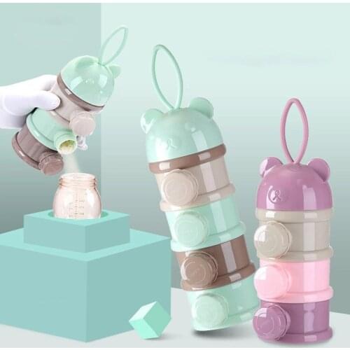 3/4 Layer Baby Food Storage Box Cute Bear Style Portable Essential Cereal Cartoon Infant Milk Powder Box Toddle Snacks Container