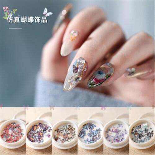 30 pc/box 3D Emulational Design Butterfly Charm Nail Art Rhinestones Decoration Japanese Style Butterfly Sequins for Nail Art